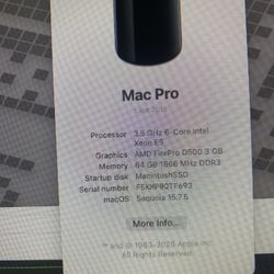Apple Six Core Xeon  CPU Mac Pro “Trashcan “