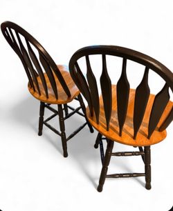 (2) Oak Counter Stools