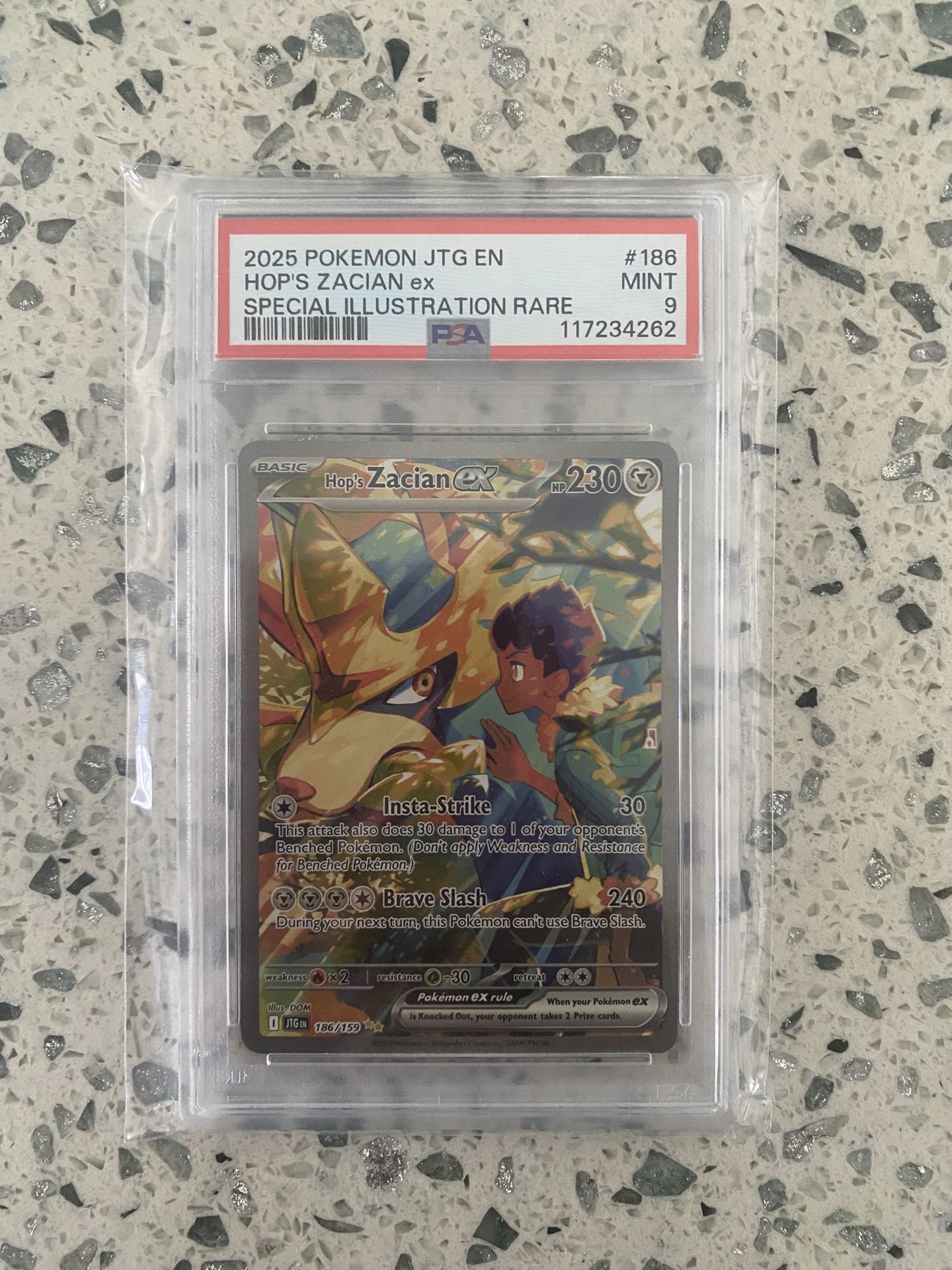 ENG Journey Together SIR Hop’s Zacian EX #186 PSA 9