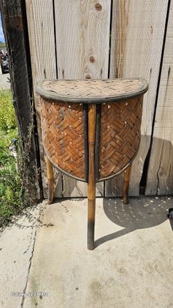 Ratan & Bamboo Half Table With Extras