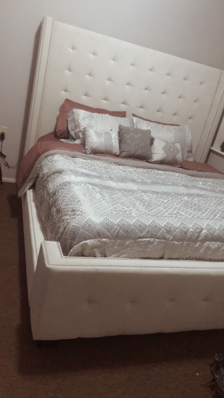 king size beige bed frame