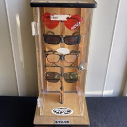 Vintage Wood Glasses Case Display 