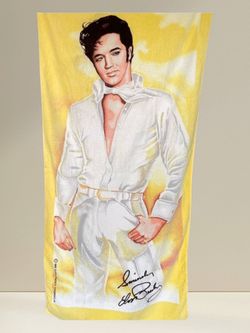 Cotton beach towel, Elvis Presley 1985 vintage collectible