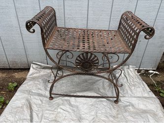 metal curule-style stool or bench
