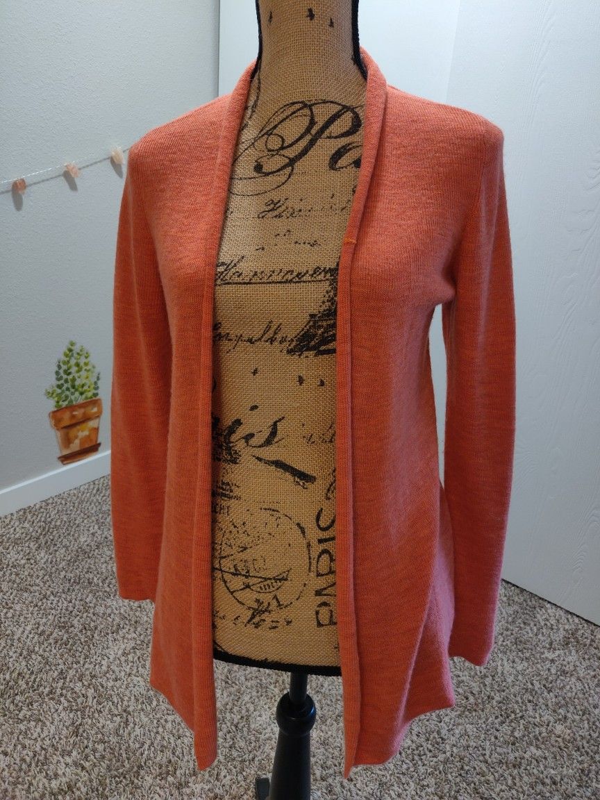 Eileen Fisher Merino Wool Orange Cardigan Women's Small