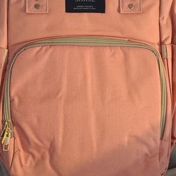 Coral Pink Diaper Bag Backpack
