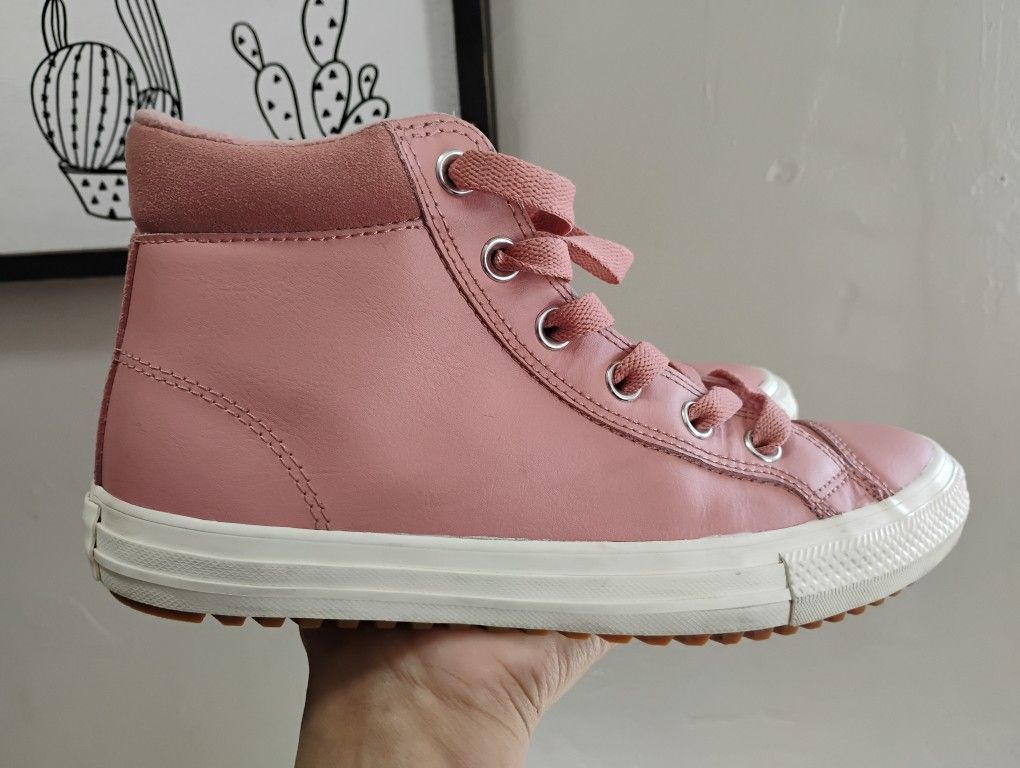 Converse Chuck Taylor All Star PC Boot Sneaker Pink Leather Size Youth 5 Women 7