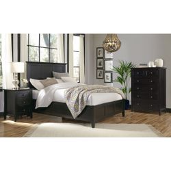 Paolina 3-Piece Queen Bed Set, Black