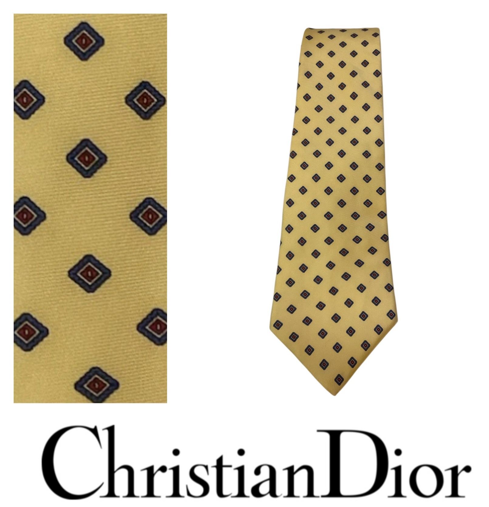 Christian Dior Yellow Silk Tie with Elegant Design EUC