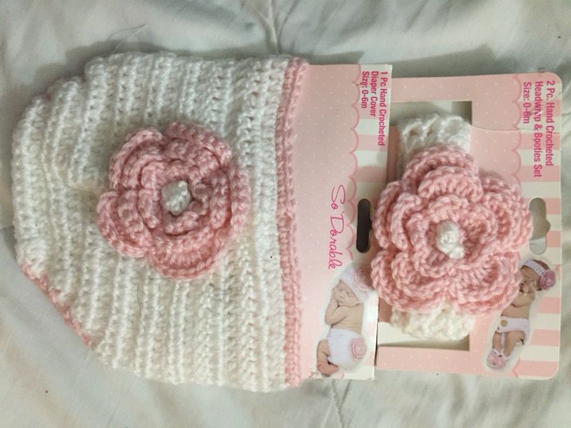 Crochet diaper cover and headband