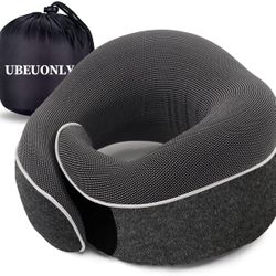 Travel Neck Pillow Chin Support Pillow Adjustable 100% Pure Memory Foam Pillow for Home, Airplanes & Car, New Ergonomic Design Soft Best Full Neck Sur