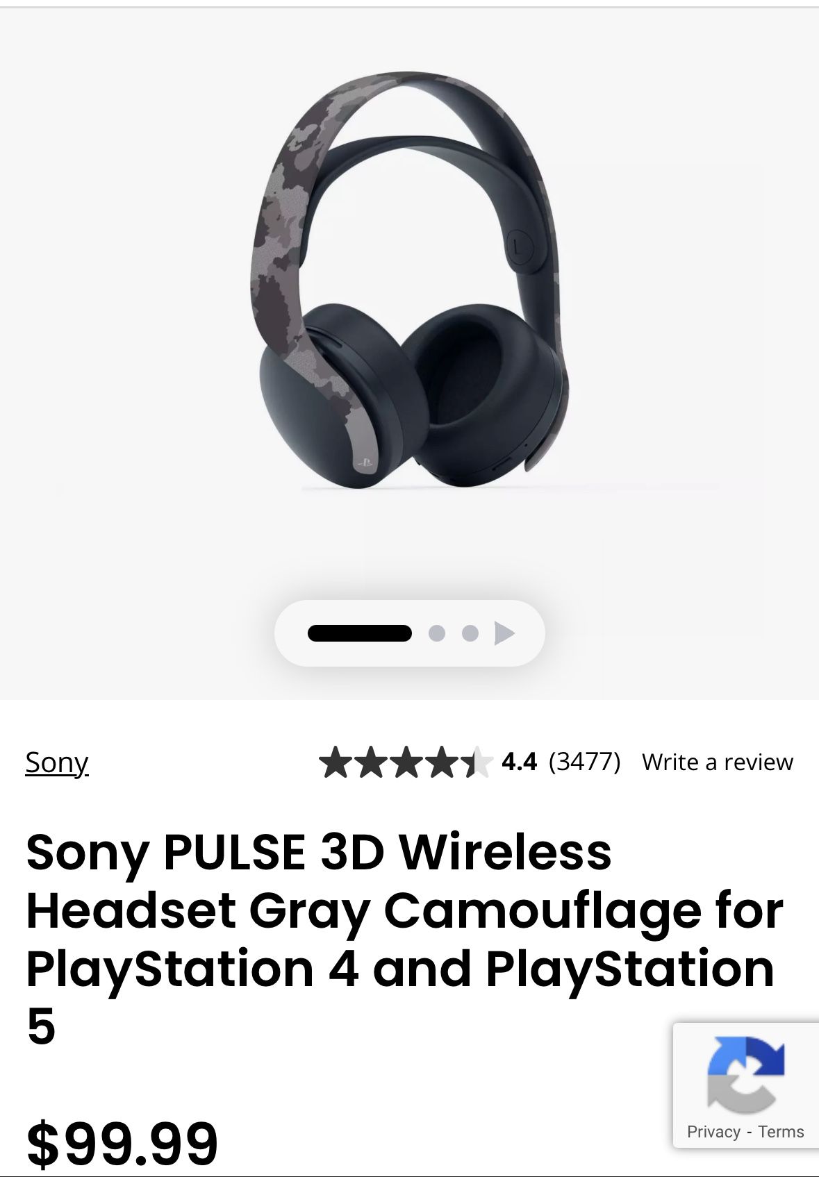 Sony PULSE 3D Wireless Headset Gray Camouflage for PlayStation