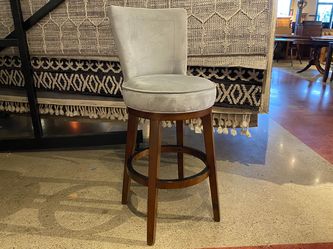Plush Grey Swiveling Barstool