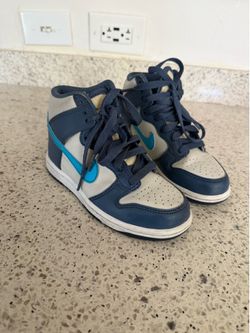 Kids Nike dunk high light bone diffused blue