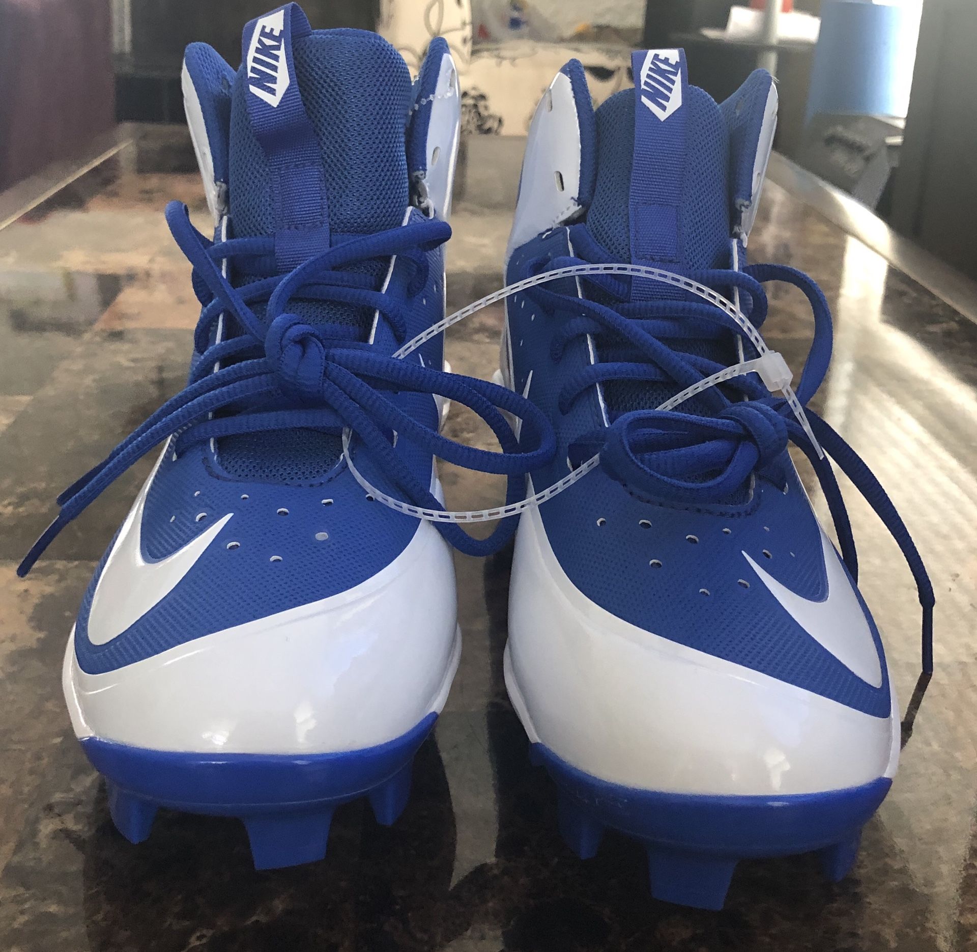 NIKE ALPHA HUARACHE PRO MID MCS BASEBALL CLEATS BLUE WHITE 923433-411 MENS 6.5