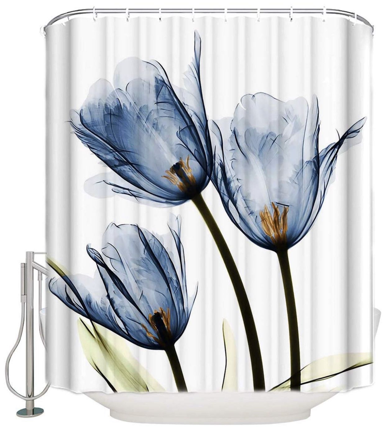 Blue Tulip Flowers Florals Shower curtains for sale