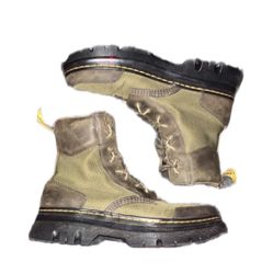Dr. Martens Tarik Men DMS Olive Leather & Nylon Utility Boots Size 11