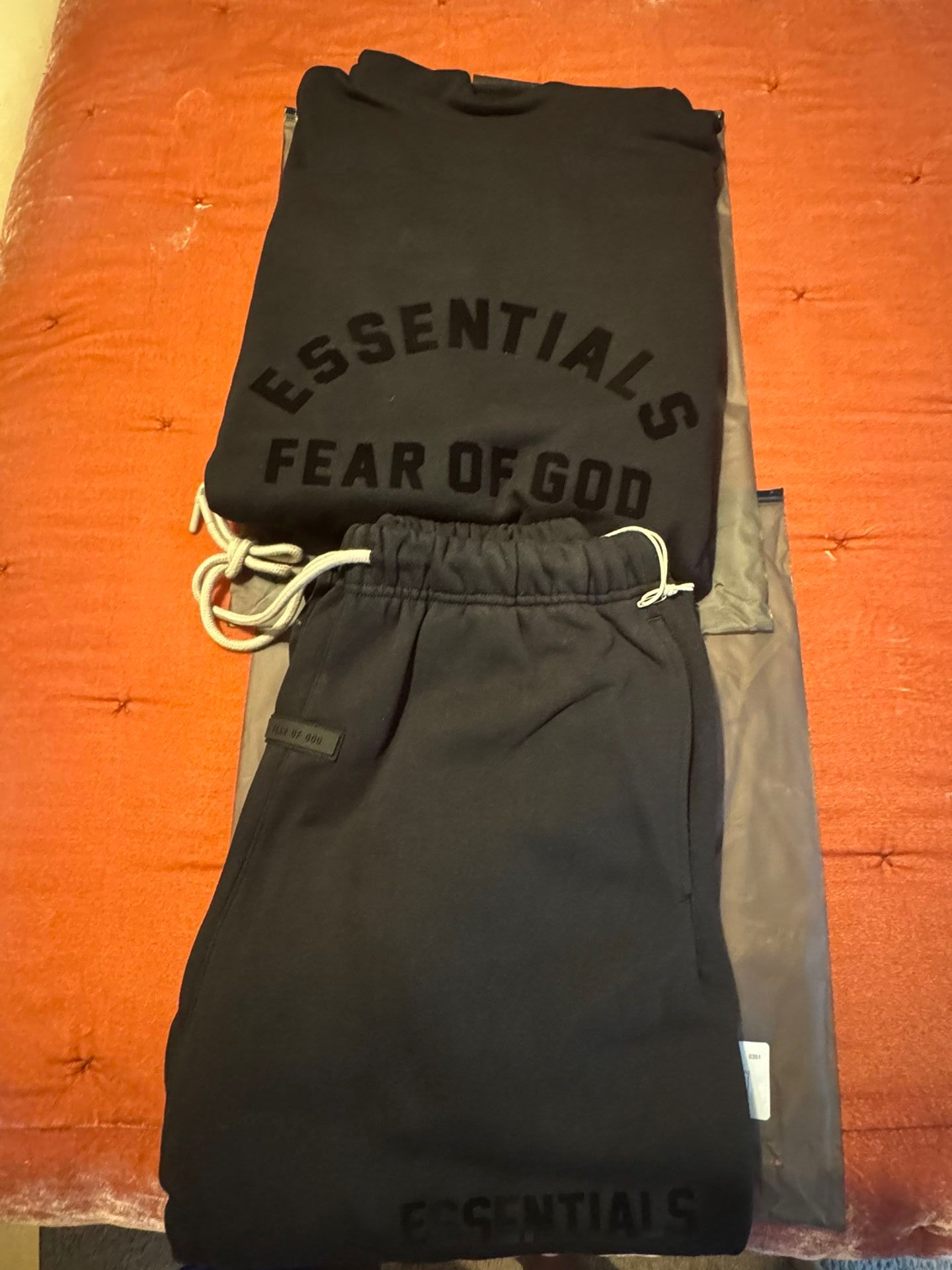 Essentials Fear Of God JetBlack Sweatpants & Hoodie