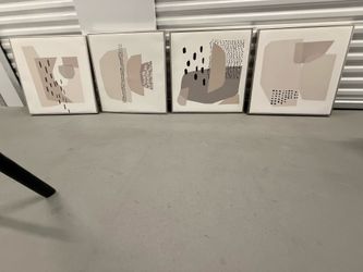 Modern Abstract Framed Wall Art Set – Neutral Minimalist Decor (Set of 4)