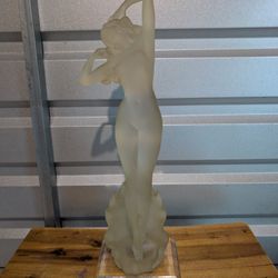 Vintage Lucite Nude Woman Statue, Frosted Acrylic Nude Goddess