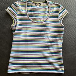 Vintage 90s Y2K Striped Shirt Hot Kiss- size Medium 