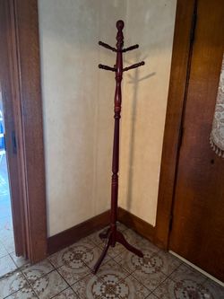 71 tall wooden  standing  coat rock