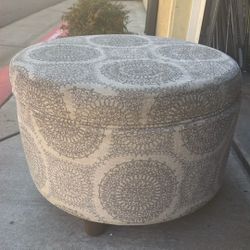 Round Upholstered Ottoman With Storage