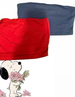 | tube top bundle red and blue crop top
