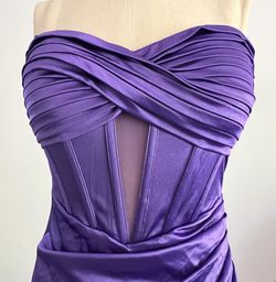 Royal Sateen Purple Pleated/boning Dress