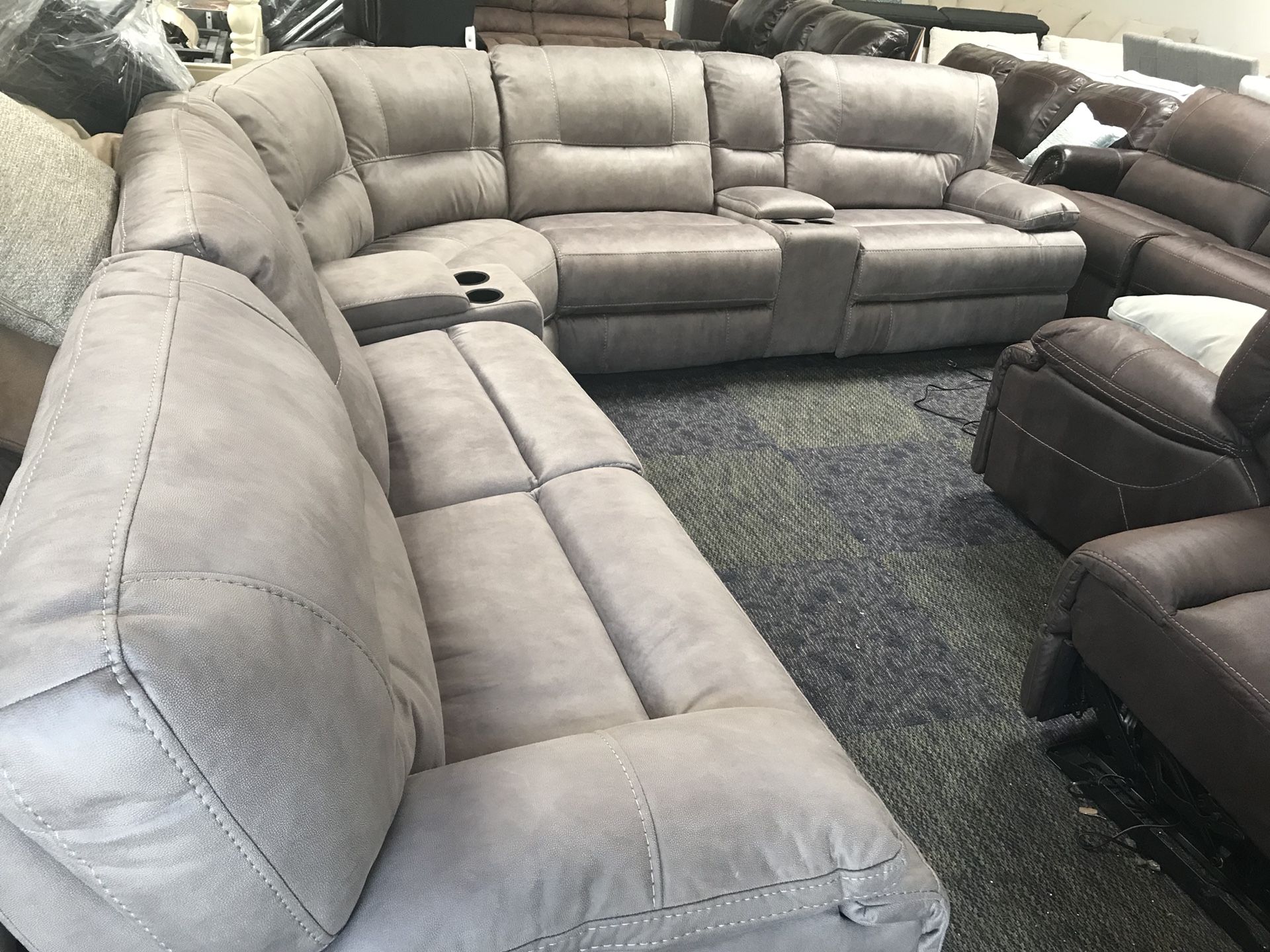 7 Piece Cashmina Pewter Sectional Couch