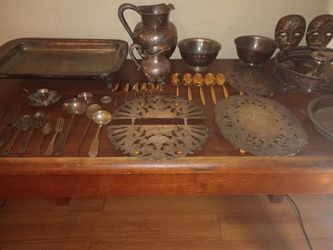 Vintage solid silver and plated silver over copper, and gold plated items.