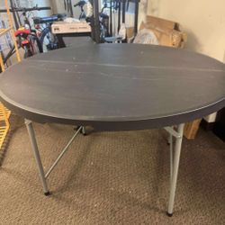48" Round Folding Table, 4 Feet Bi-Folding Plastic Commercial Dining Card Table w/Carrying Handle for Outdoor Wedding Party Event Picnic, Black