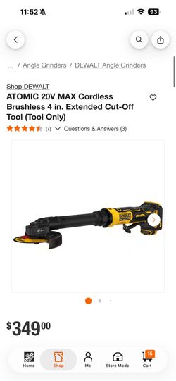 DEWALT
ATOMIC 20V MAX Cordless Brushless 4 in. Extended Cut-Off Tool (Tool Only