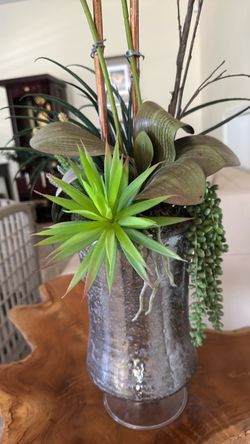 Faux Succulent Arrangement in Glass Vase
