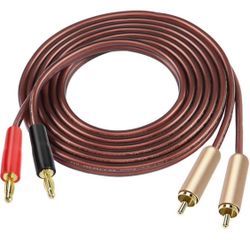 🔌 MEIRIYFA 2RCA Plugs to 2 Banana Plugs Speaker Wire 🎵 Dual Banana Plug to RCA Male Plug OFC HiFi Speaker Cable for Speaker & Subwoofer – 2M