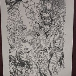 Arkham Asylum 2009 Harley & Joker Canvas Drawing
