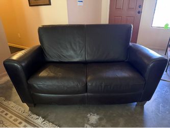 Dark brown leather Love Seat