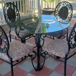 Wrought Iron and Glass Table Set