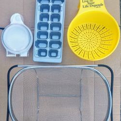 Ice Cube Tray, 2 Food Strainers, Microwave Egg Cooker, Sell all 4 for $15