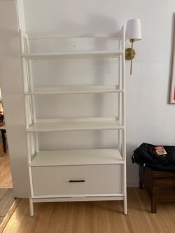 West Elm Mid-Century Bookshelf with Drawer - White