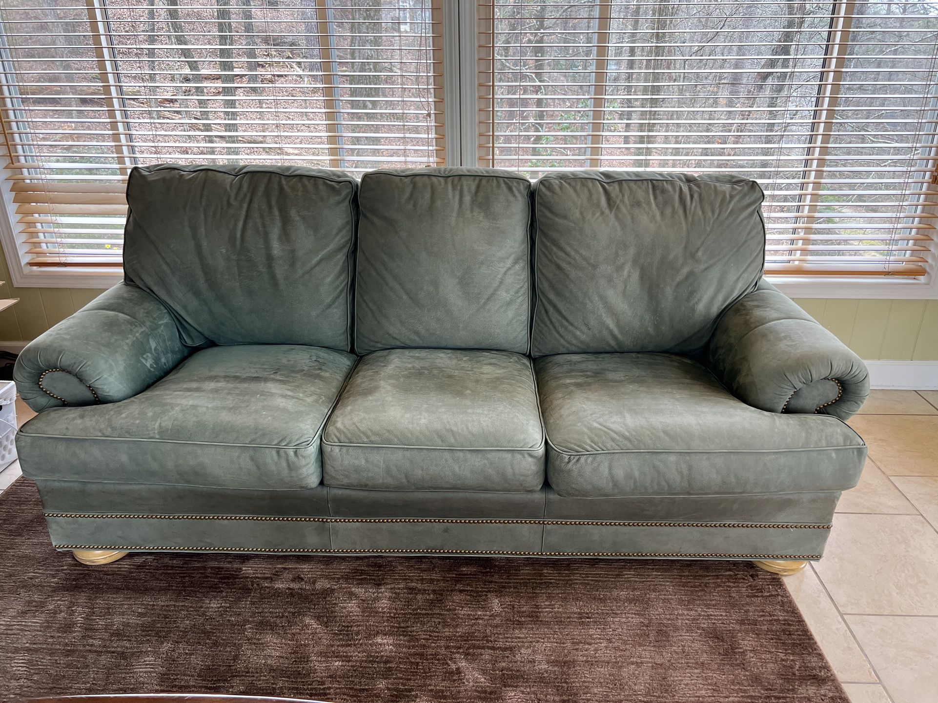 Green Suede Thomasville Couch 