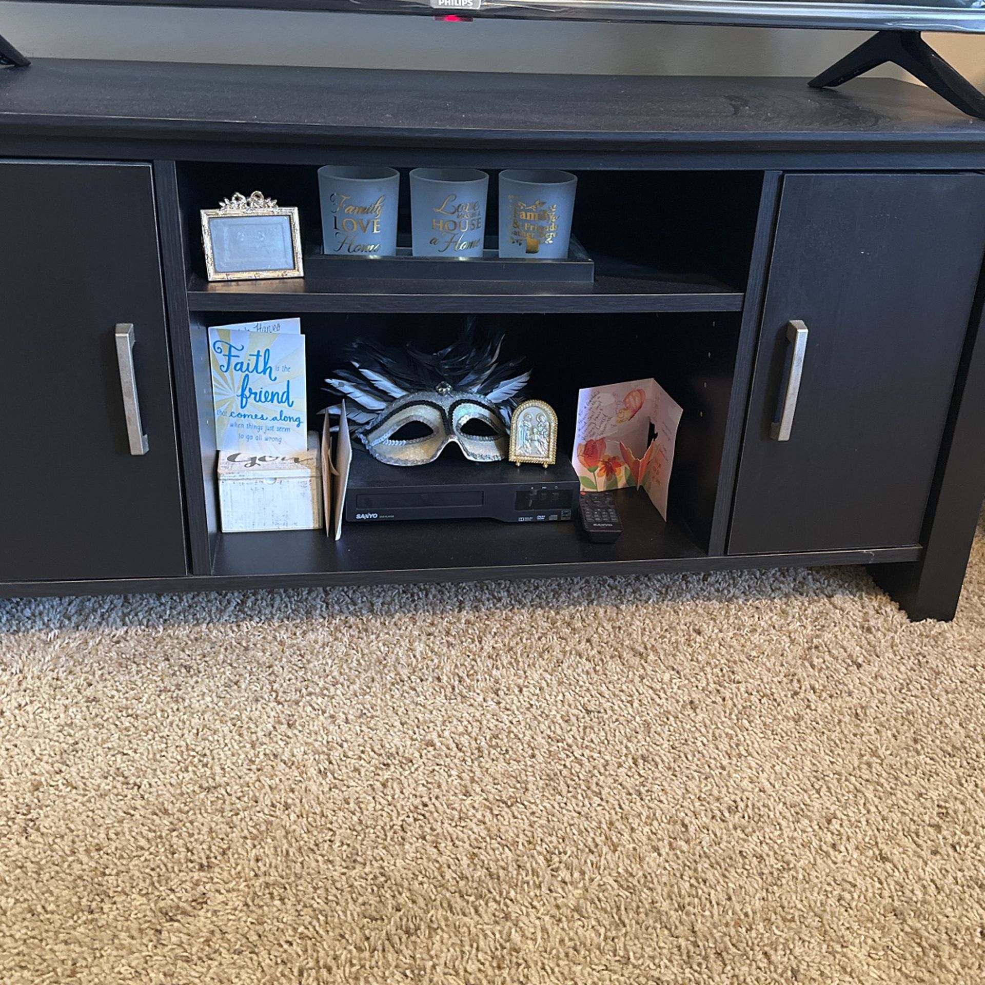 Black Tv Stand With Storage And Shelves
