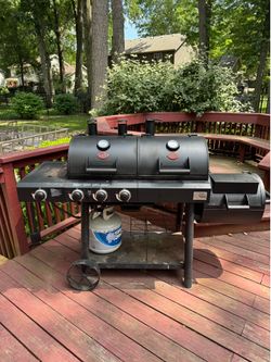 Texas Trio Gas & Charcoal Grill with Offset Smoker