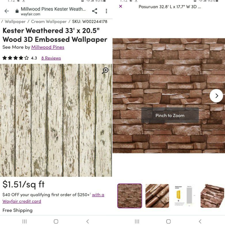 Embossed Peel And Stick Shiplap Wood And Stone Wallpaper From Wayfair