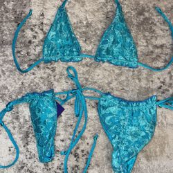 La Costanera Reversible Lace Blue Bikini Sets