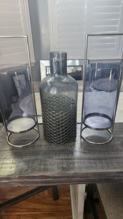 Blue glass Decor vase and candle holder $15