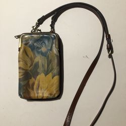 Patricia Nash Spring Flowers Leather Pertina Frame Phone Crossbody