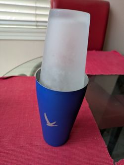 Blue Stainless Steel Cocktail Shaker with Glass
