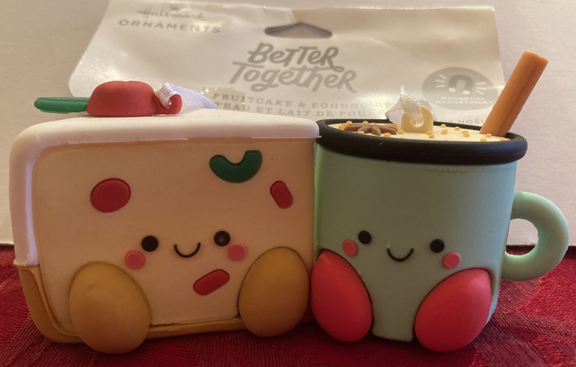 Hallmark Better Together Fruitcake & Eggnog Magnetic Christmas Ornaments