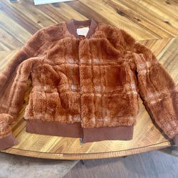 Anthropologie Faux Fur Bomber Jacket 